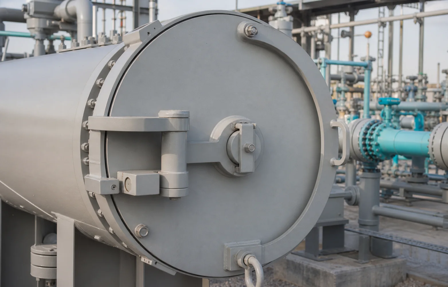 Quick opening closure on pressure vessel reference scene